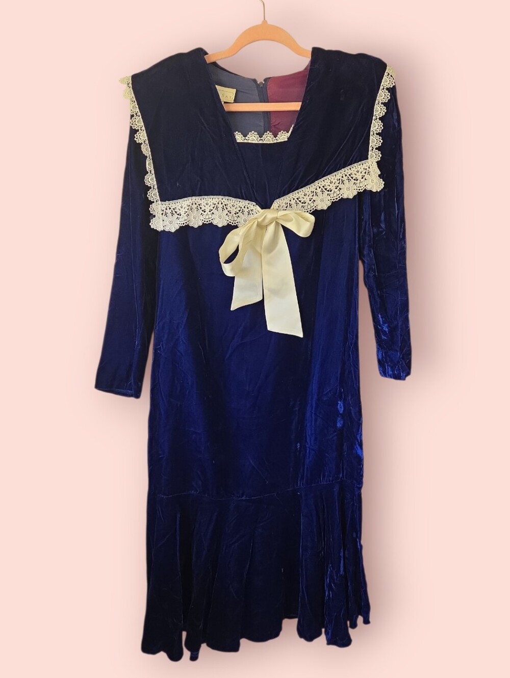 Vintage Gunne Sax Blue Velvet Dress